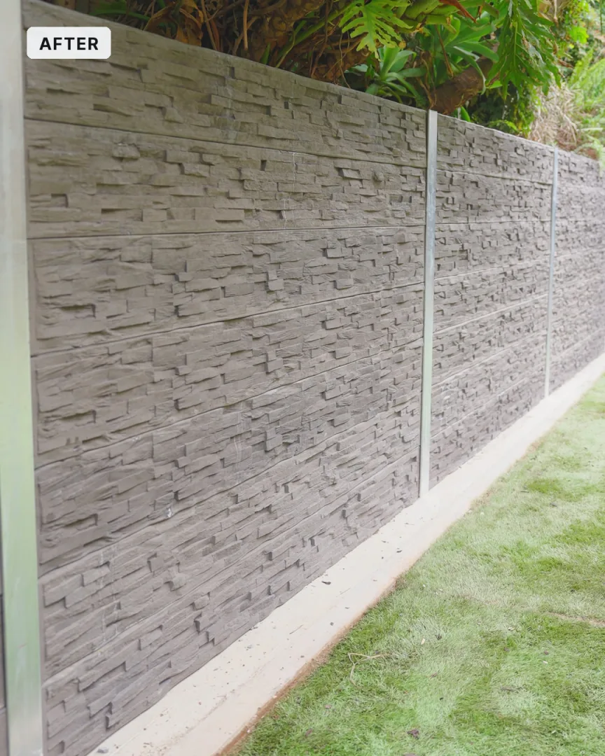 Klemzig after, new concrete sleeper retaining wall