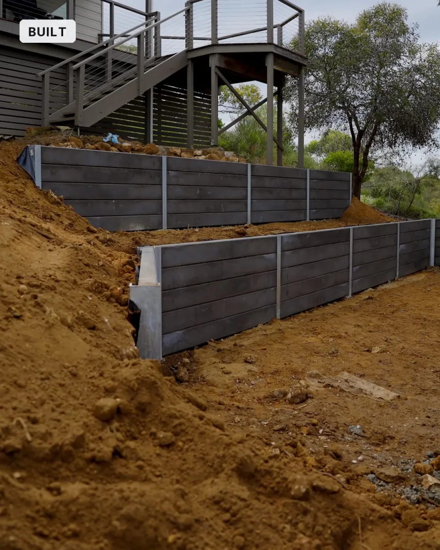Port Vincent tiered retaining wall as built